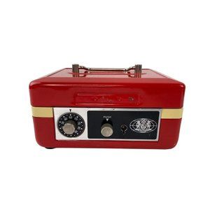 *Vintage CM Inc Red Square Metal Coin Radio Bank Toy Collectible Mid Century